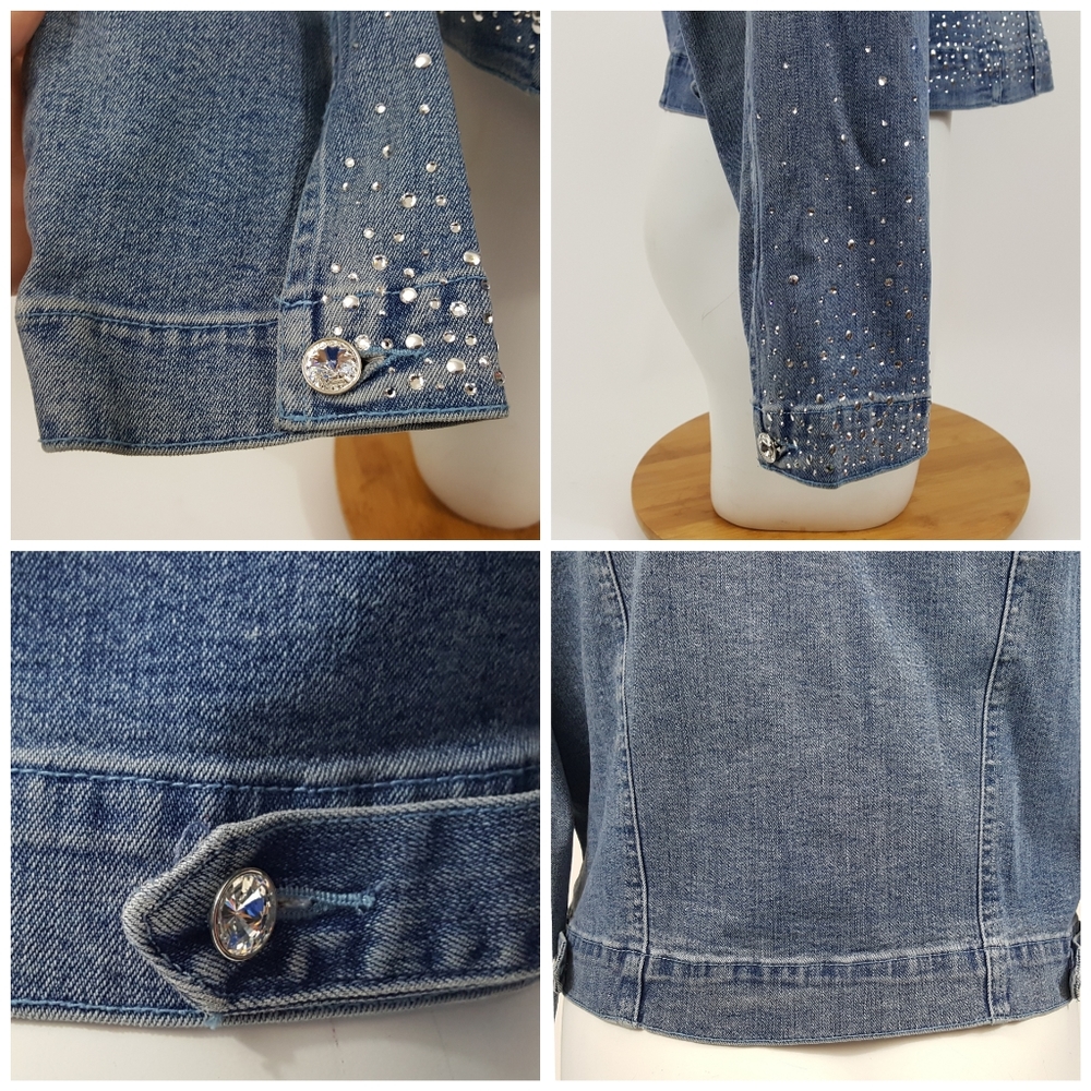 Christine Alexander Swavorski Denim Jean Jacket L - Picture 6 of 13